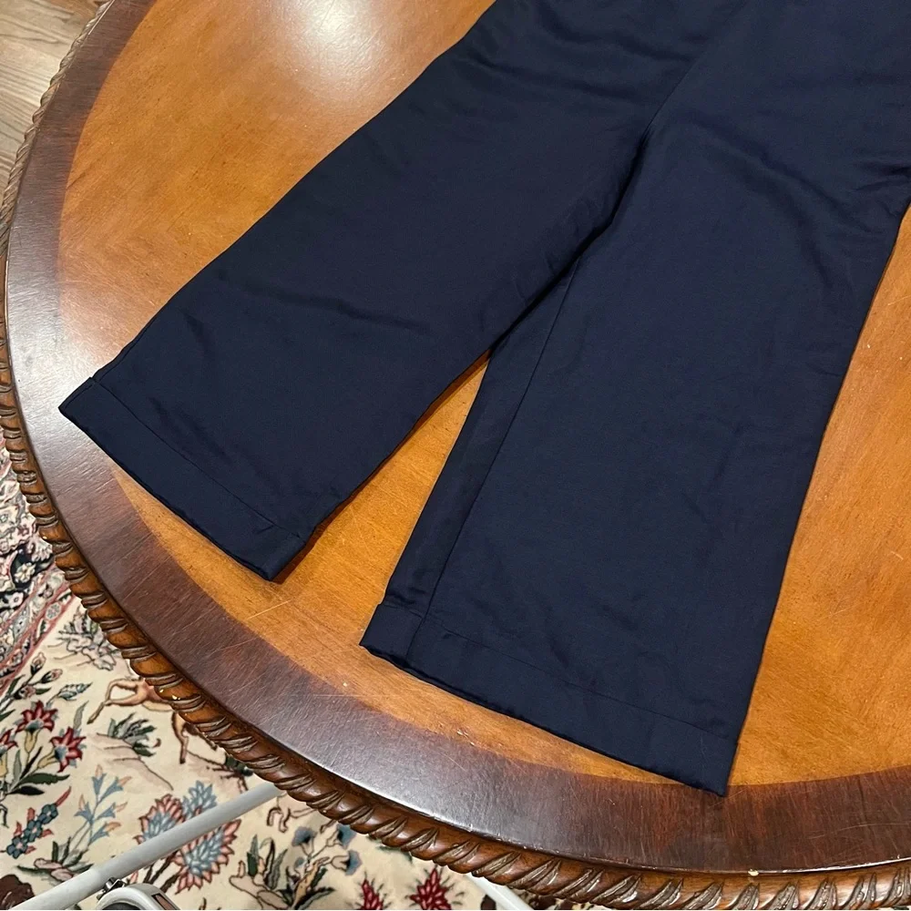NEW Banana Republic Women’s V-Neck Linen Blend Wide Leg Jumpsuit Navy 00P Petite